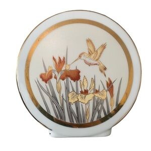 VINTAGE Hummingbird Chokin Vase Made in Japan